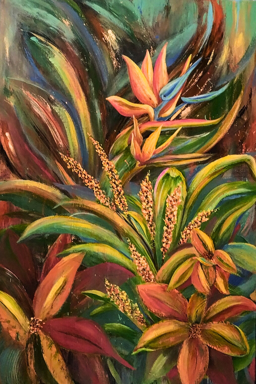 Paradise Blooms - Original Mixed Media Painting
